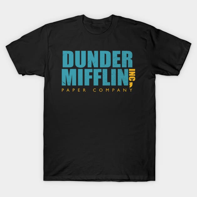 The Office Dunder Mifflin Inc, Paper Company Grunge T-Shirt by Hataka